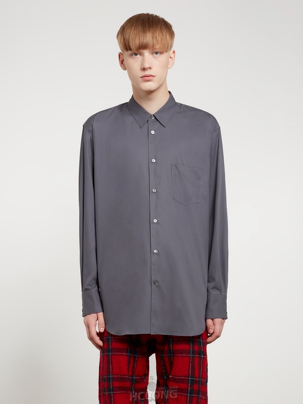 Comme Des Garcons CDG Shirt Forever - Classic Fit Poplin Plain Shirt Toppe Herre Grå | 61953-RPKH