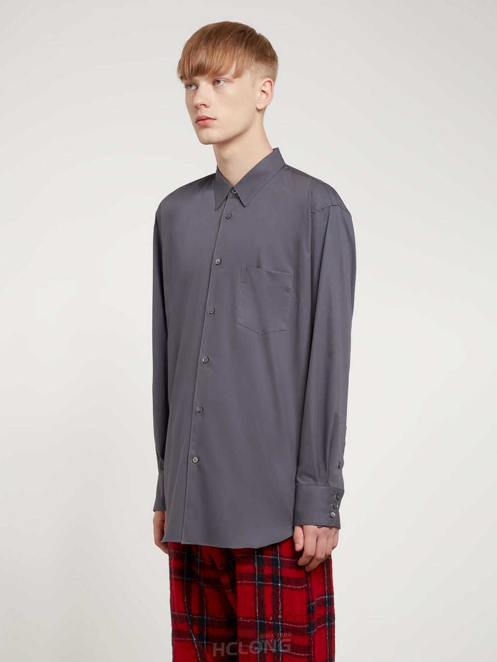 Comme Des Garcons CDG Shirt Forever - Classic Fit Poplin Plain Shirt Toppe Herre Grå | 61953-RPKH