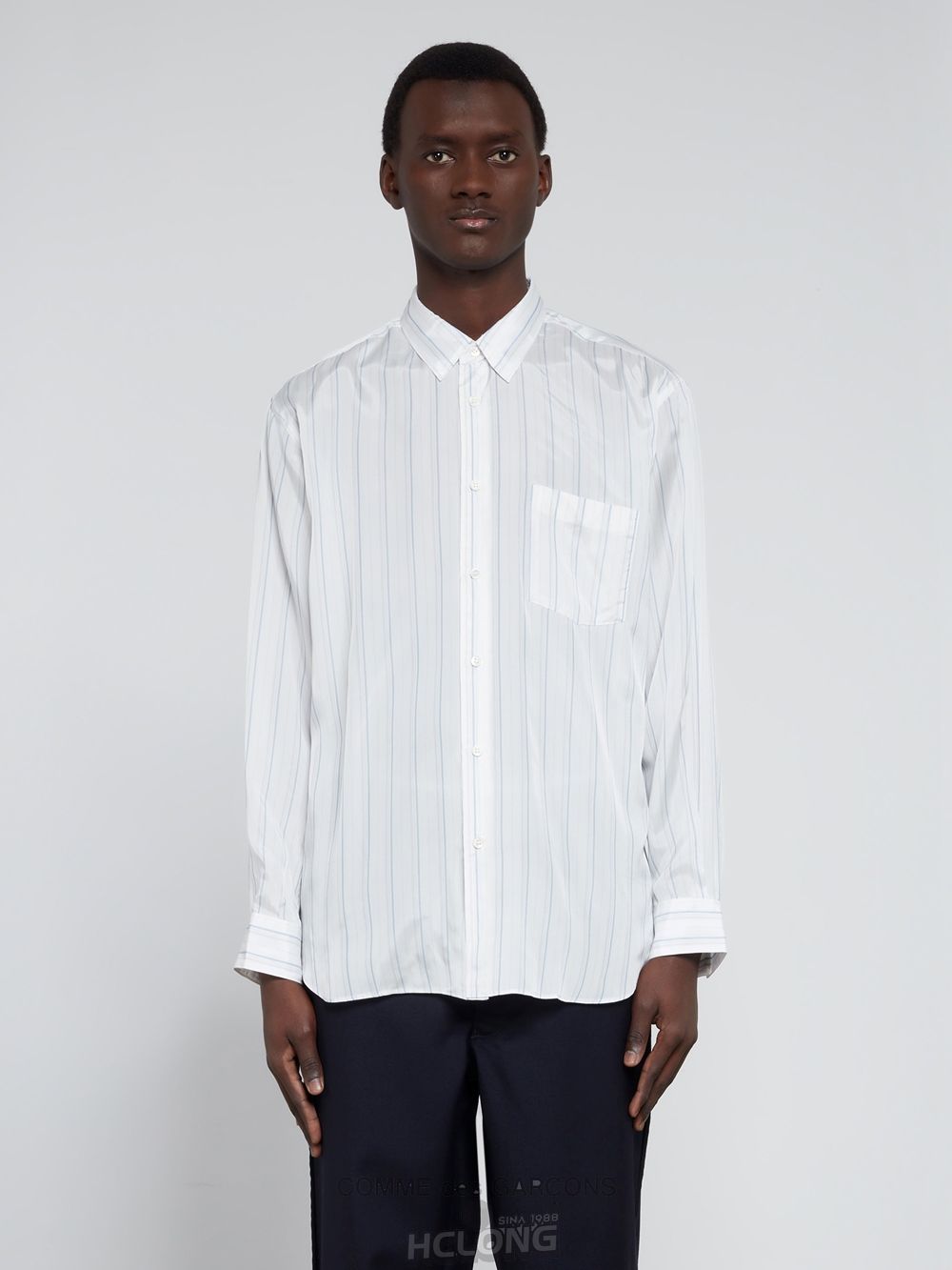 Comme Des Garcons CDG Shirt Forever - Classic Fit Cupro Shirt Toppe Herre Stripe 2 | 64310-RLZT