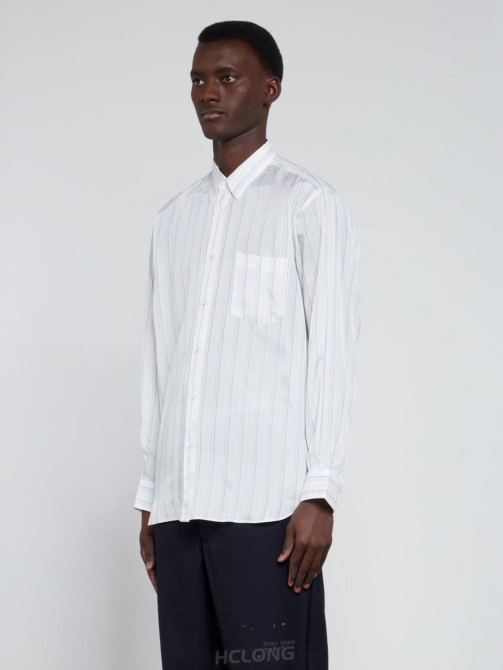 Comme Des Garcons CDG Shirt Forever - Classic Fit Cupro Shirt Toppe Herre Stripe 2 | 64310-RLZT