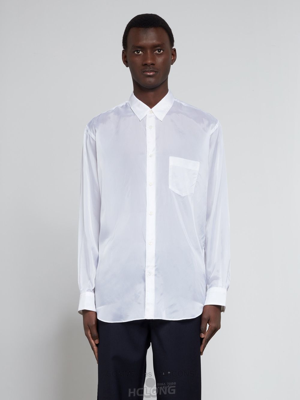 Comme Des Garcons CDG Shirt Forever - Classic Fit Cupro Shirt Toppe Herre Hvide | 64382-RDAC