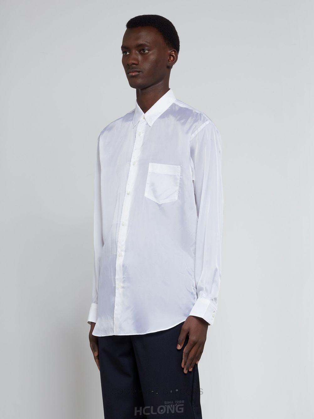 Comme Des Garcons CDG Shirt Forever - Classic Fit Cupro Shirt Toppe Herre Hvide | 64382-RDAC