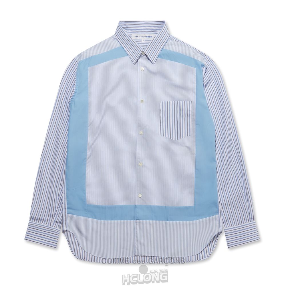 Comme Des Garcons CDG Shirt Forever - Classic Fit Contrast Stripe Shirt Toppe Herre Stripe/Mix | 68942-ROUJ