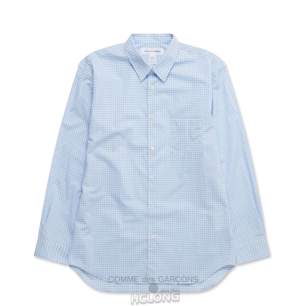 Comme Des Garcons CDG Shirt Forever - Classic Fit Checked Shirt Toppe Herre Blå | 70483-ZOIR