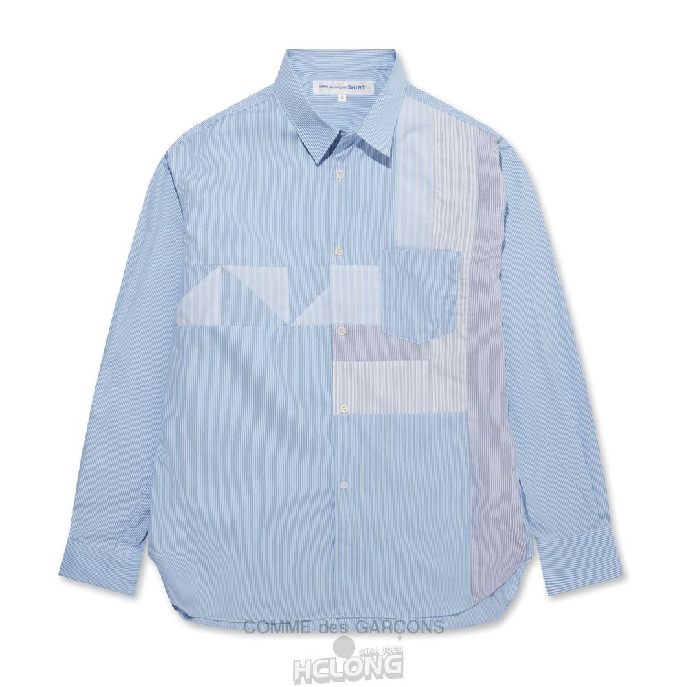 Comme Des Garcons CDG Shirt Forever - Classic Fit Patchwork Stripe Shirt Toppe Herre Stripe/Mix | 75249-ERDU