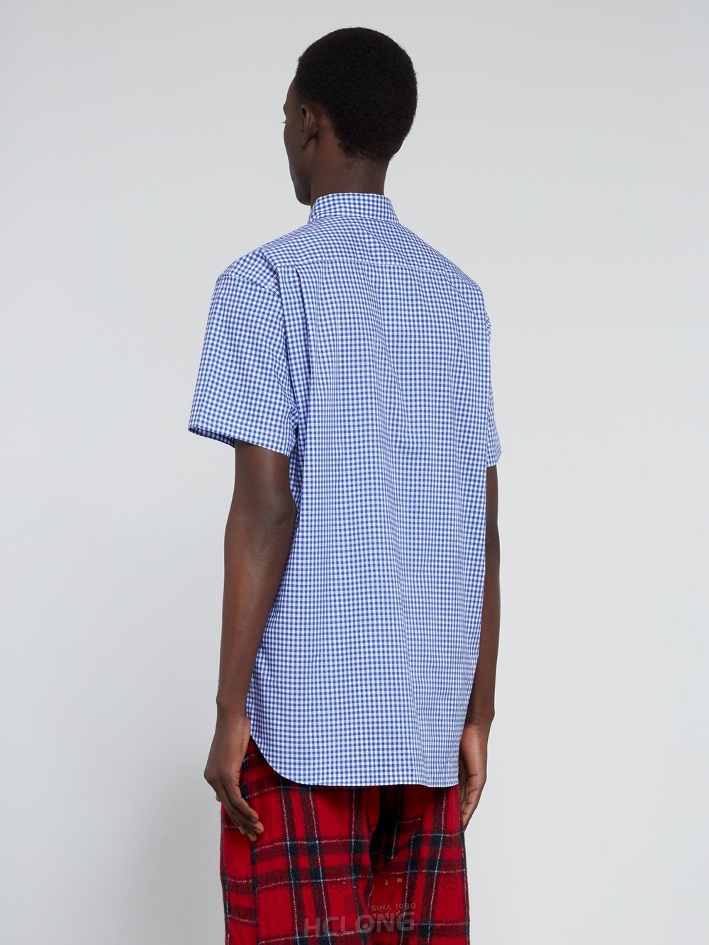 Comme Des Garcons CDG Shirt Forever - Classic Fit Checked Kort Sleeve Shirt Toppe Herre Blå | 81952-DXCZ