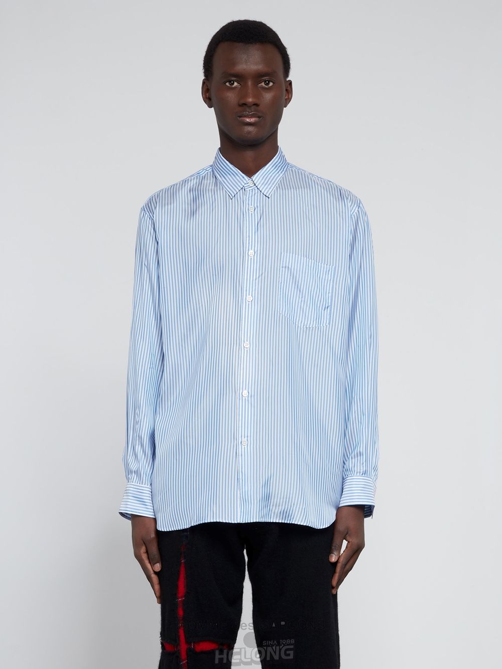 Comme Des Garcons CDG Shirt Forever - Classic Fit Cupro Shirt Toppe Herre Blå | 86315-NMPR