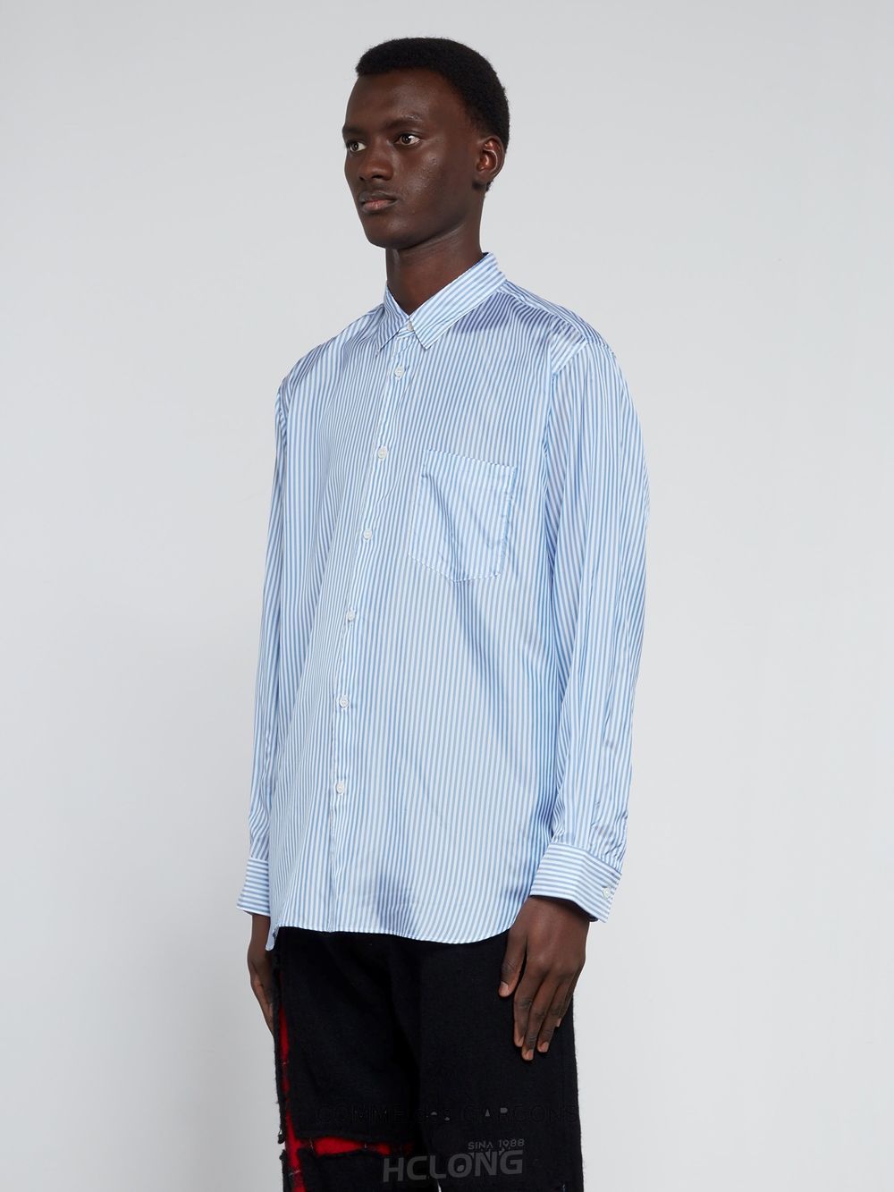 Comme Des Garcons CDG Shirt Forever - Classic Fit Cupro Shirt Toppe Herre Blå | 86315-NMPR