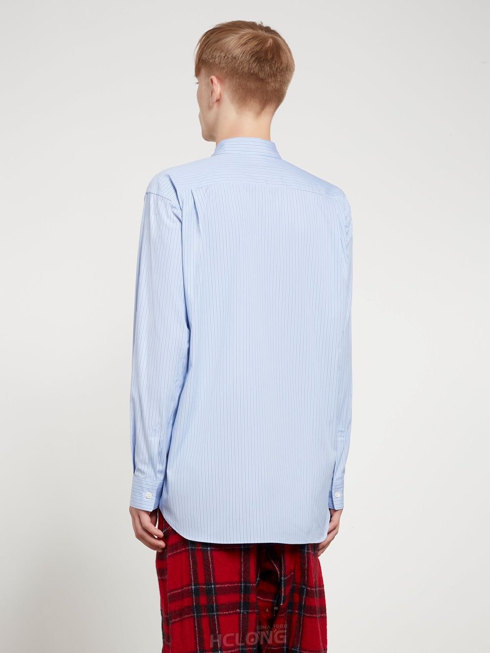 Comme Des Garcons CDG Shirt Forever - Classic Fit Yarn Dyed Poplin Shirt Toppe Herre Stripe 2 | 95024-WPMH