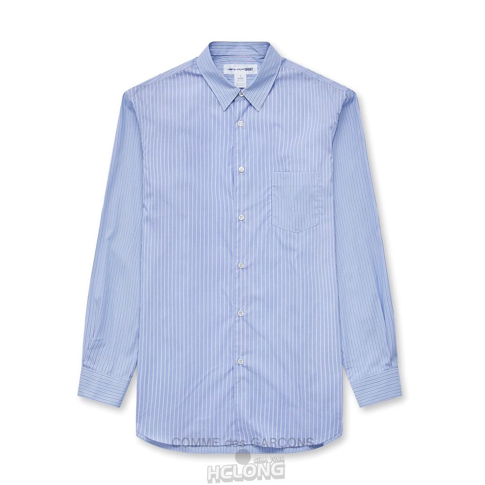 Comme Des Garcons CDG Shirt Forever - Classic Fit Yarn Dyed Poplin Shirt Toppe Herre Stripe 2 | 95024-WPMH