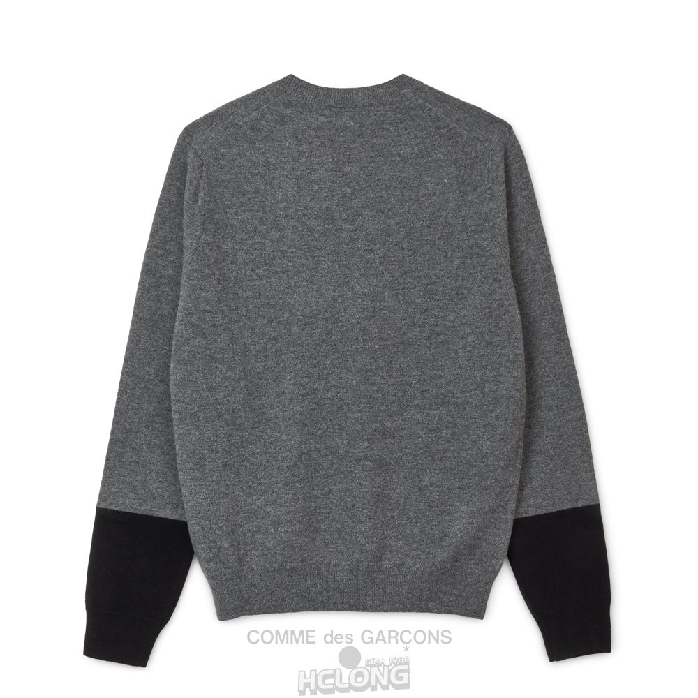 Comme Des Garcons CDG Shirt Forever - Round Neck Contrast Jumper Strikkevarer Herre Grå Sort | 28351-YJED