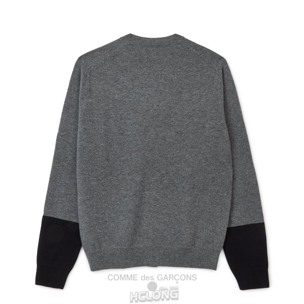 Comme Des Garcons CDG Shirt Forever - Round Neck Contrast Cardigan Strikkevarer Herre Grå Sort | 46925-DMVK