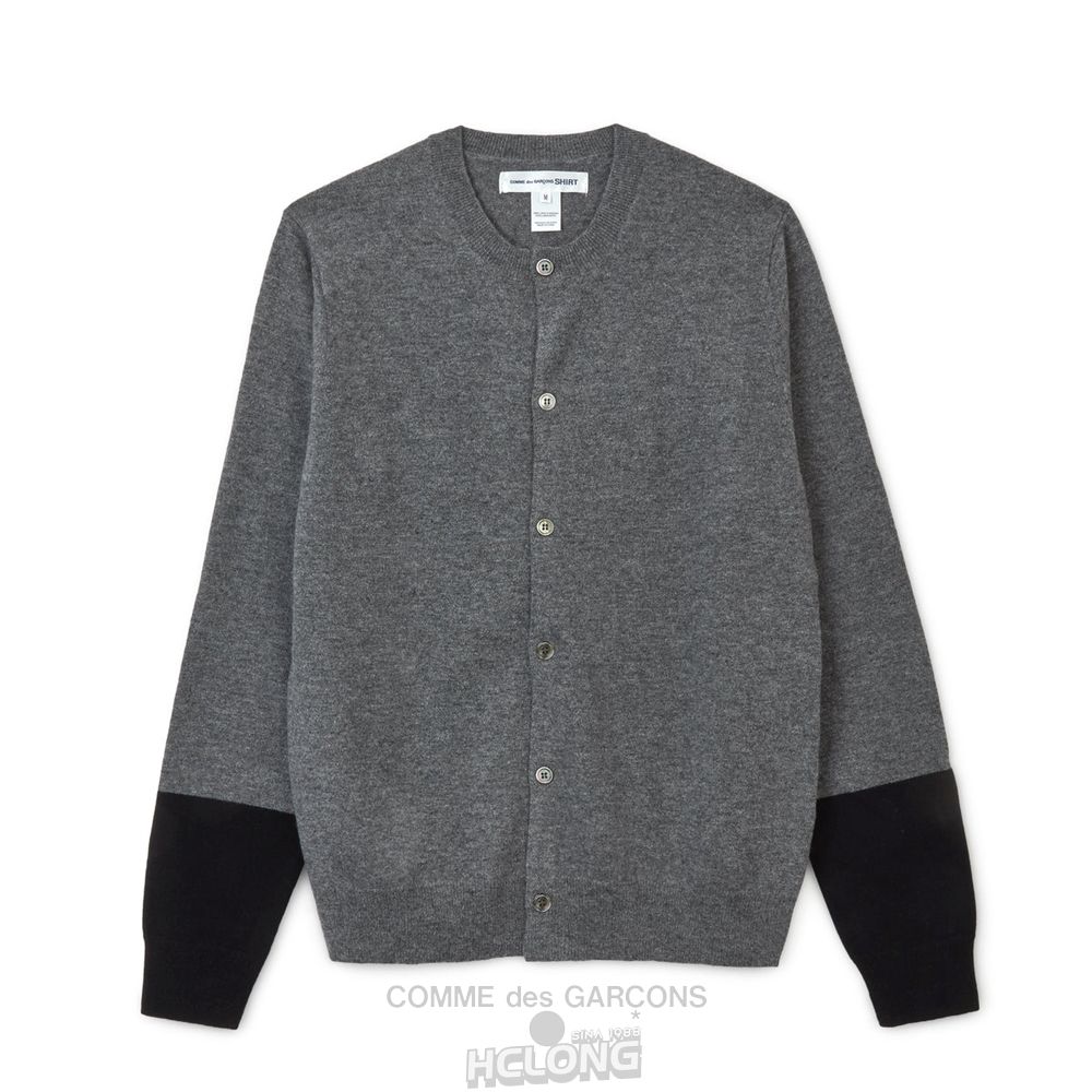 Comme Des Garcons CDG Shirt Forever - Round Neck Contrast Cardigan Strikkevarer Herre Grå Sort | 46925-DMVK