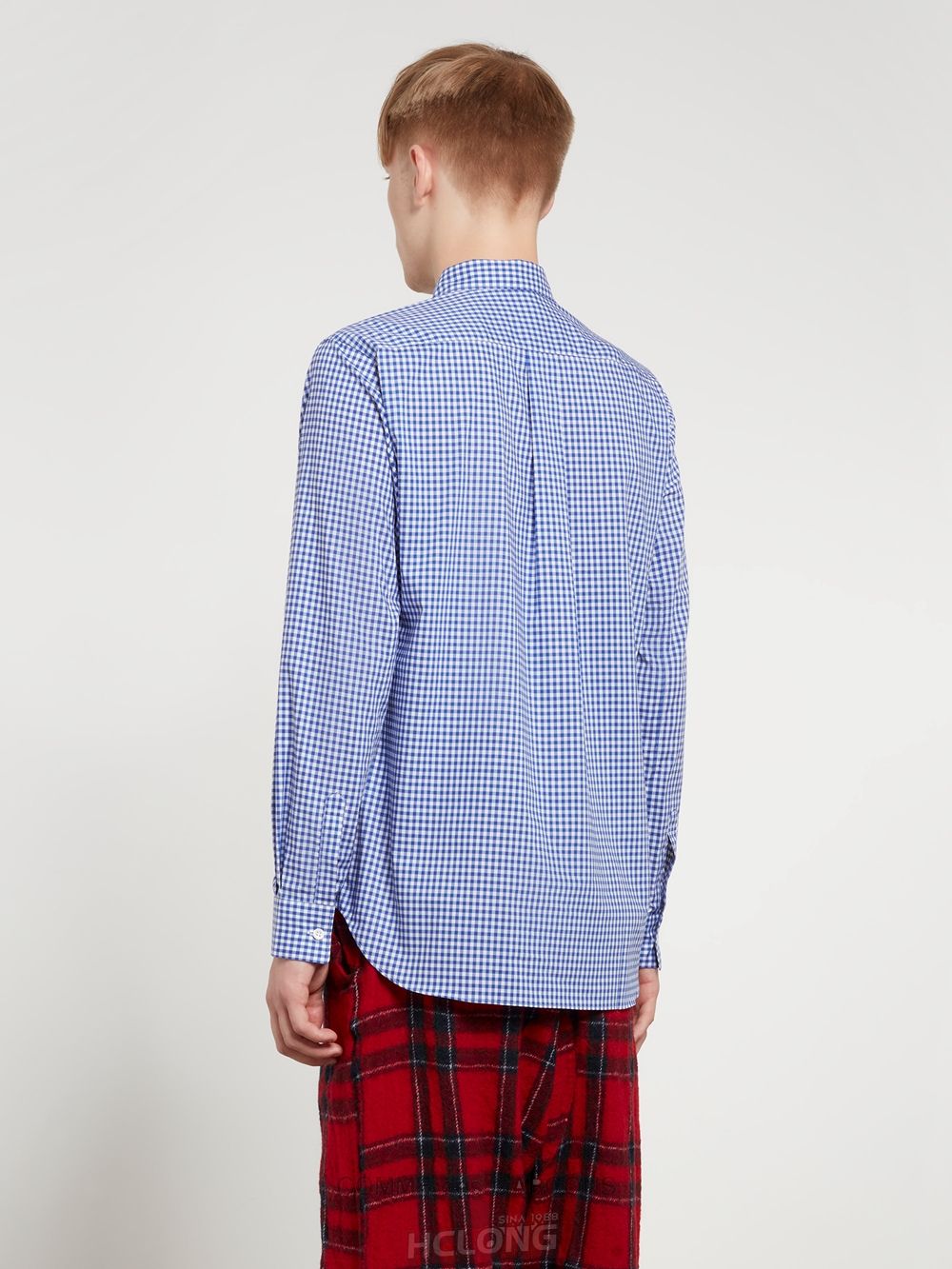 Comme Des Garcons CDG Shirt Forever - Slim Fit Button-Down Checked Shirt Toppe Herre Blå | 36280-UMPZ