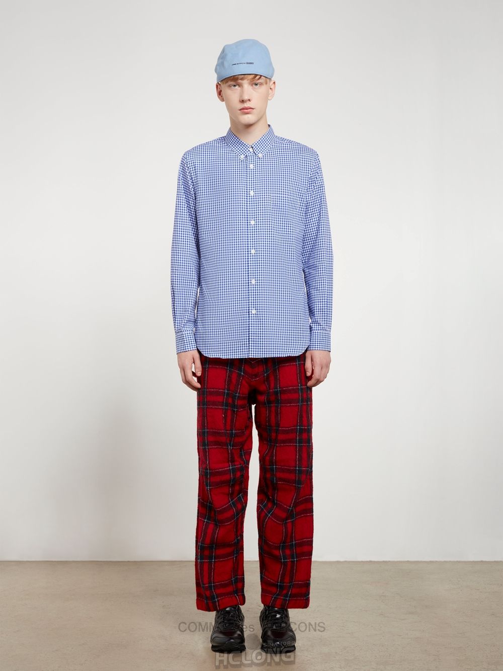 Comme Des Garcons CDG Shirt Forever - Slim Fit Button-Down Checked Shirt Toppe Herre Blå | 36280-UMPZ