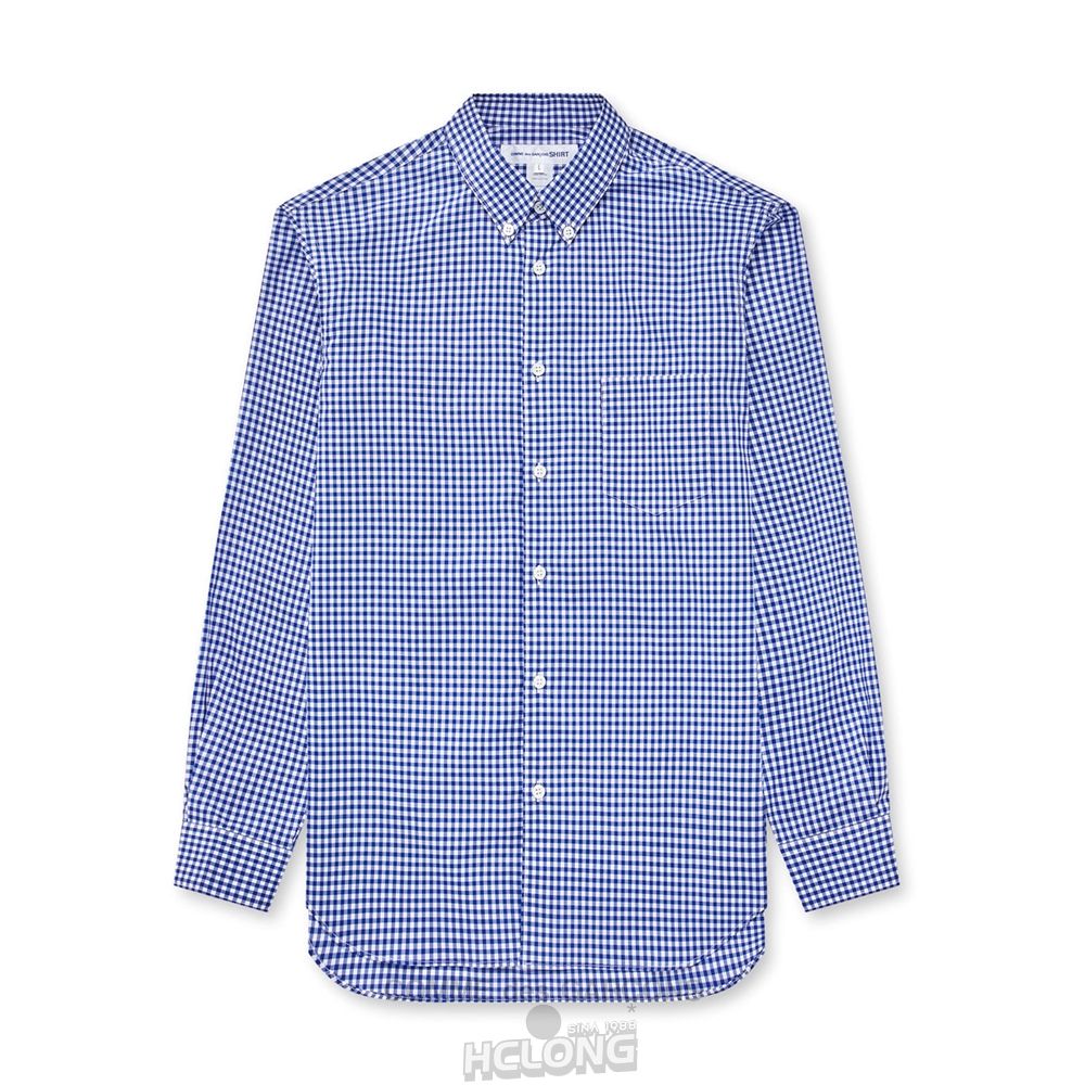 Comme Des Garcons CDG Shirt Forever - Slim Fit Button-Down Checked Shirt Toppe Herre Blå | 36280-UMPZ