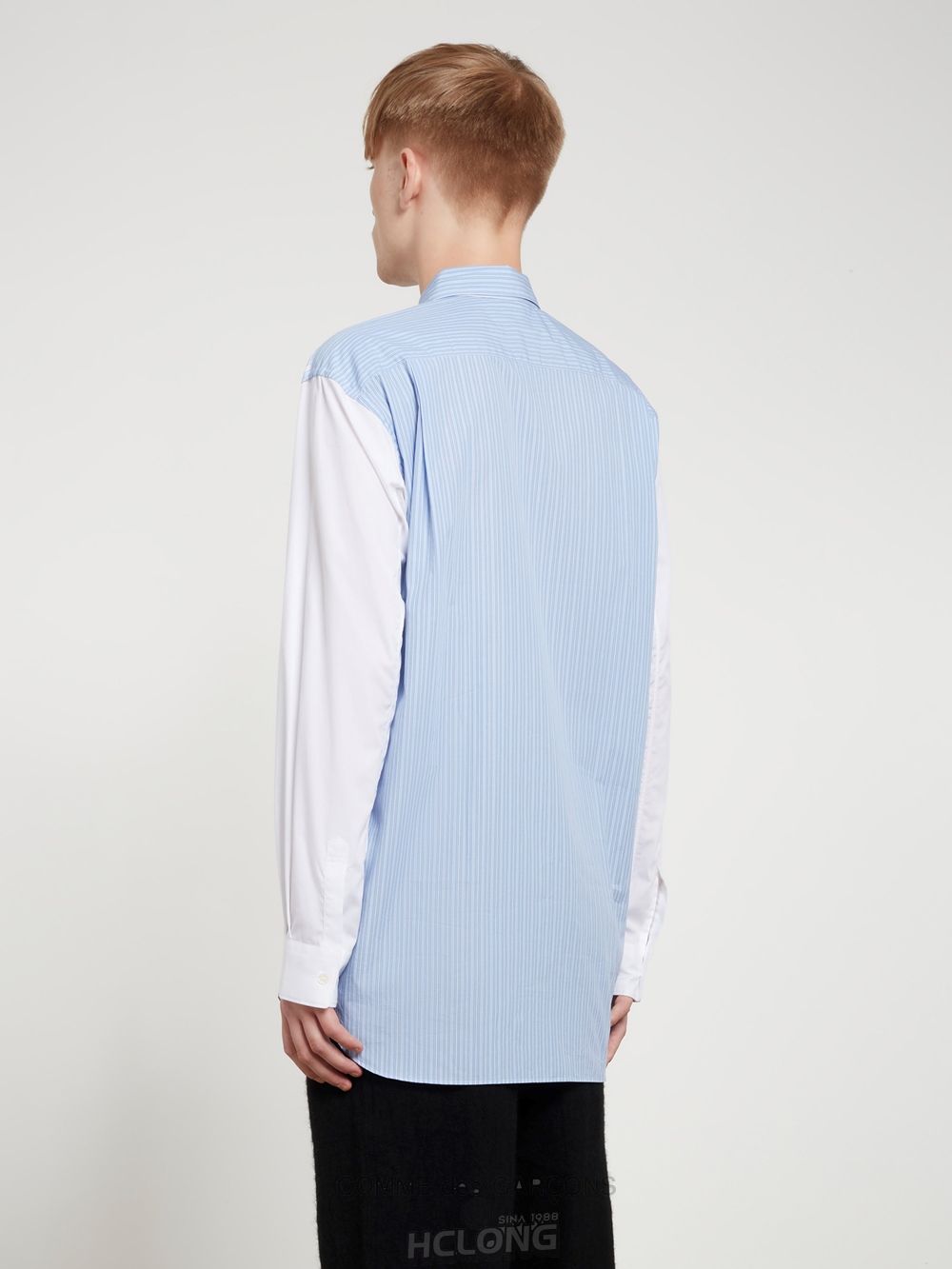 Comme Des Garcons CDG Shirt Forever - Stribet Patchwork Bomulds Shirt Toppe Herre Blue/White | 74258-VQTS