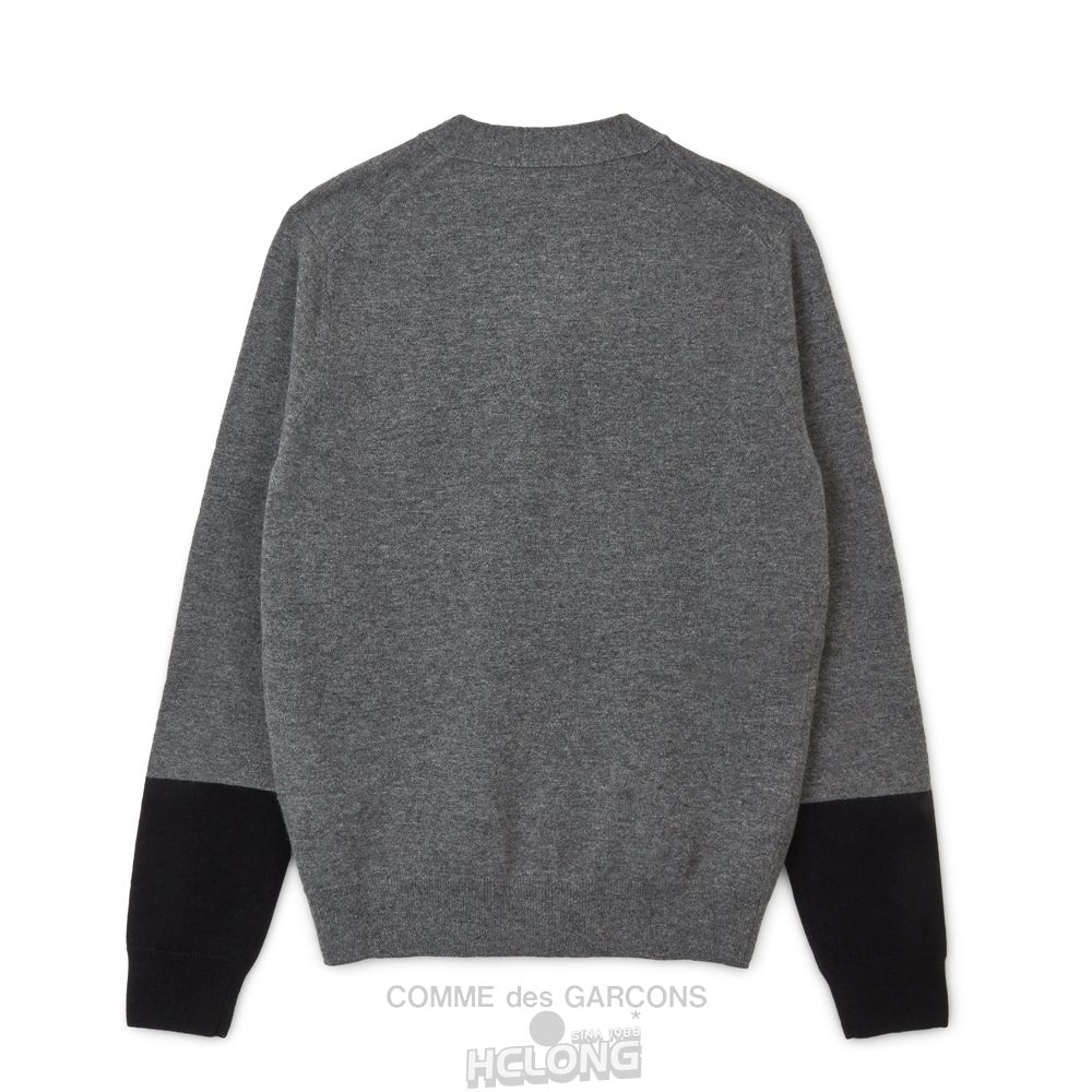 Comme Des Garcons CDG Shirt Forever - V-Neck Contrast Cardigan Strikkevarer Herre Grå Sort | 49865-SAJX