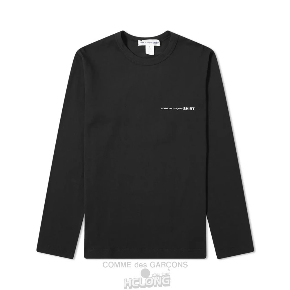 Comme Des Garcons CDG Shirt – Basic Chest Logo L/S T-Shirt Long Sleeve Herre Sort | 39016-LJOD