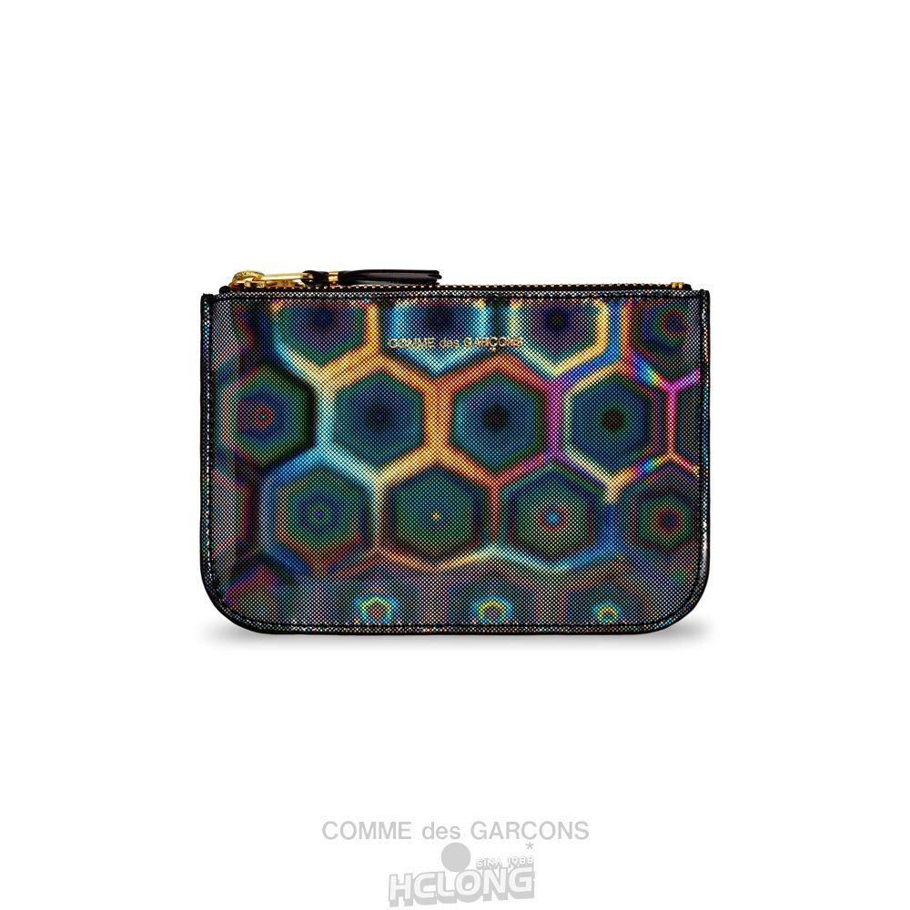 Comme Des Garcons CDG Wallet - Black Rainbow Wallet Zip Pouch - SA8100BR Black Rainbow Sort | 24137-EQNT