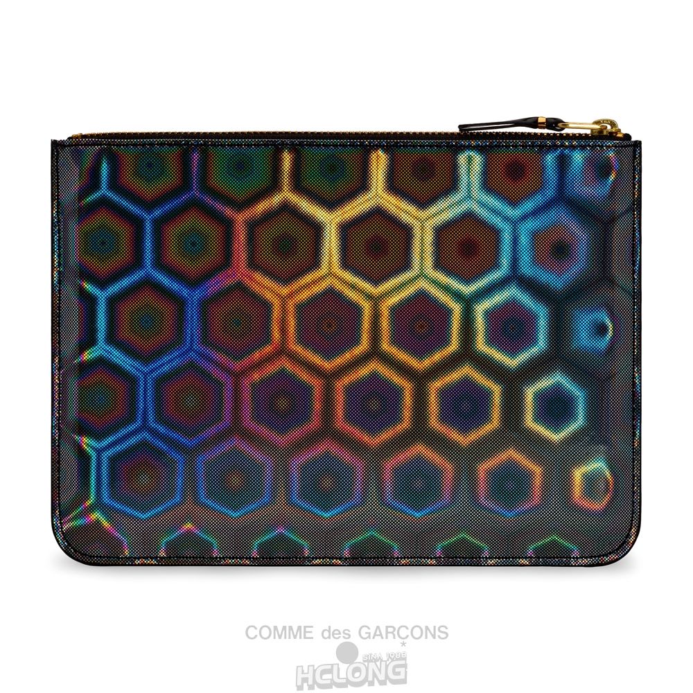 Comme Des Garcons CDG Wallet - Black Rainbow Wallet Zip Pouch - SA5100BR Black Rainbow Sort | 73019-ZVOT