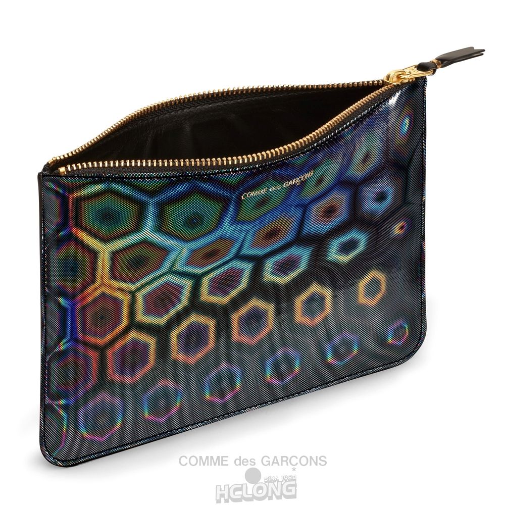 Comme Des Garcons CDG Wallet - Black Rainbow Wallet Zip Pouch - SA5100BR Black Rainbow Sort | 73019-ZVOT