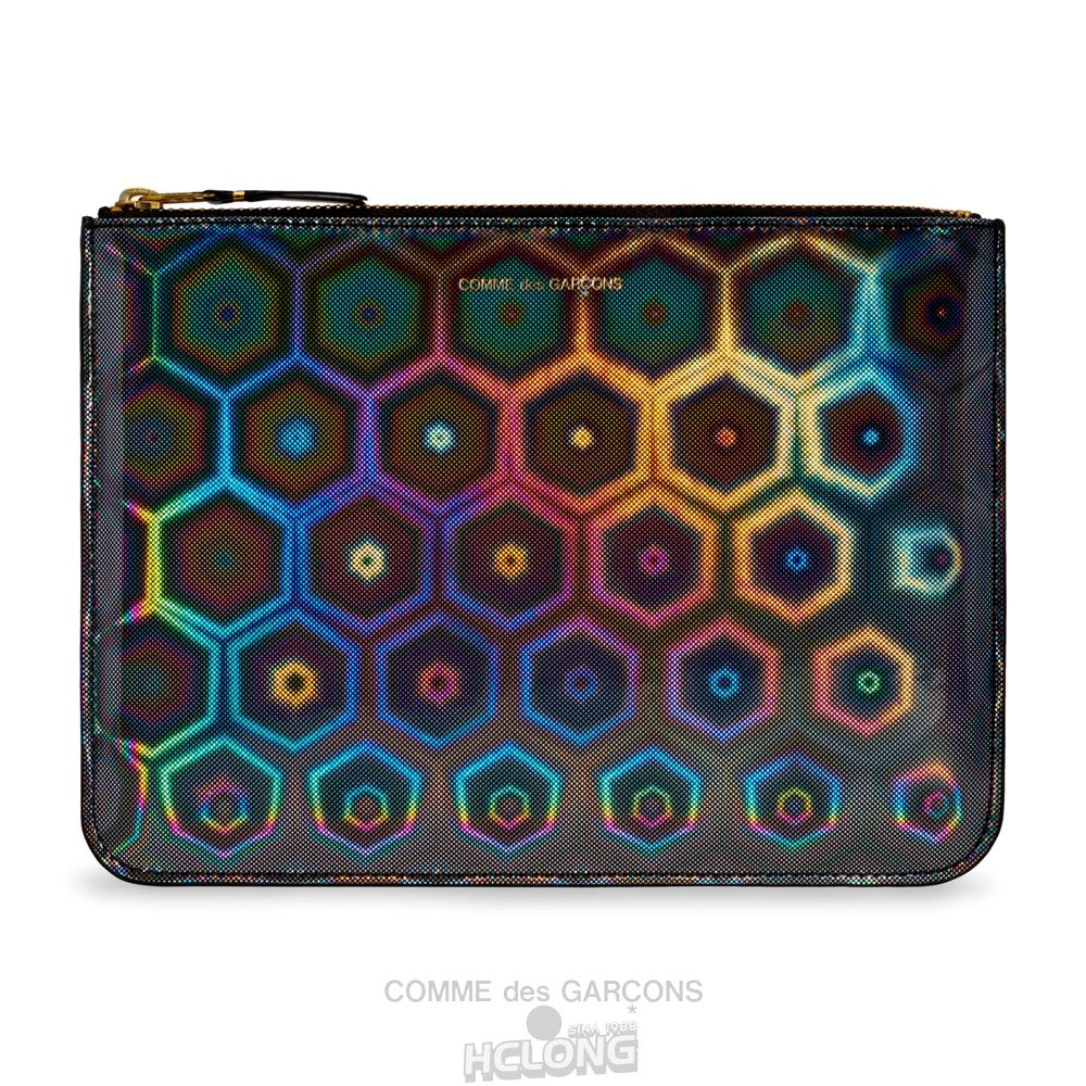 Comme Des Garcons CDG Wallet - Black Rainbow Wallet Zip Pouch - SA5100BR Black Rainbow Sort | 73019-ZVOT