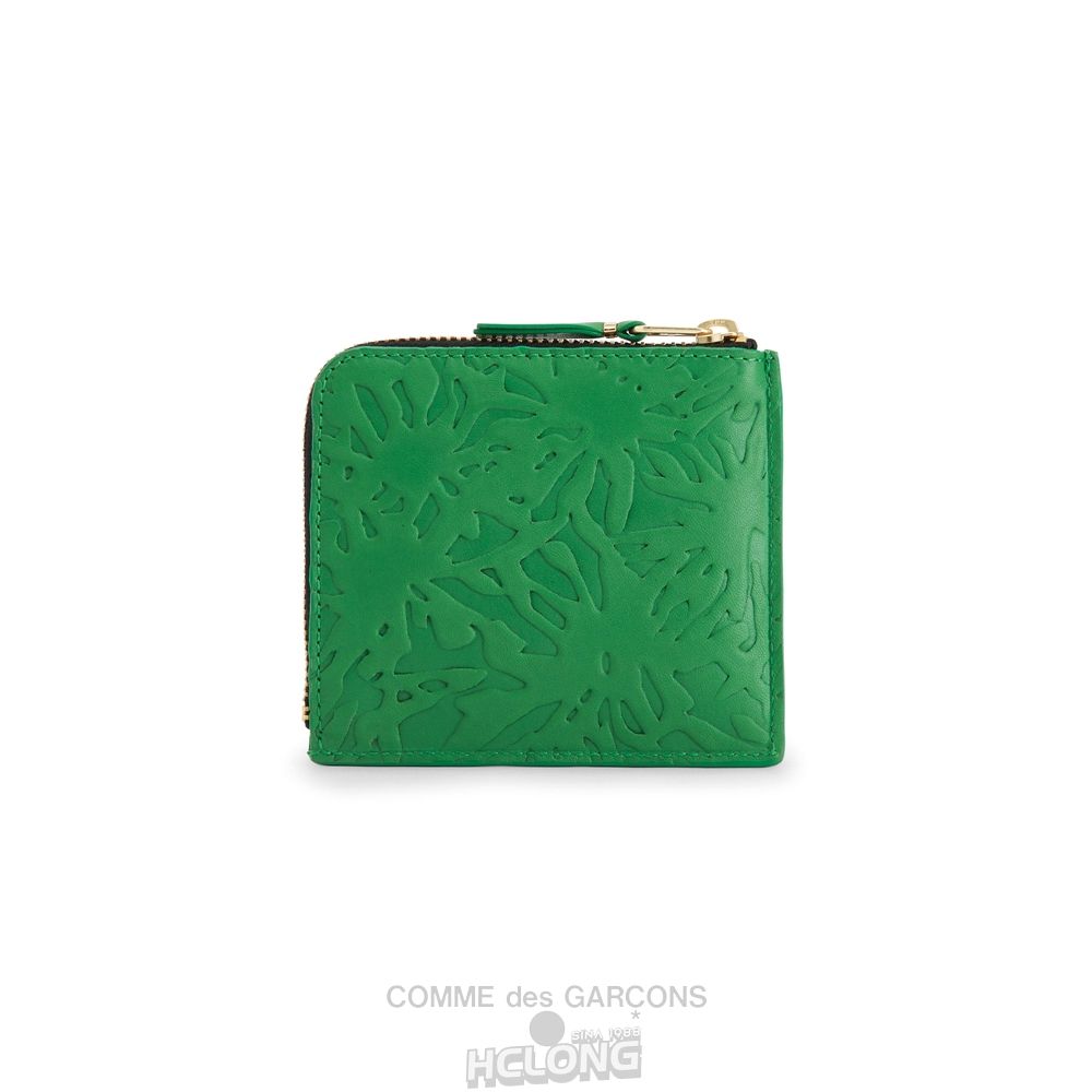 Comme Des Garcons CDG Wallet - Embossed Forest Zip Around Wallet - SA3100EF Embossed Roots & Forest Grøn | 10495-FTYR