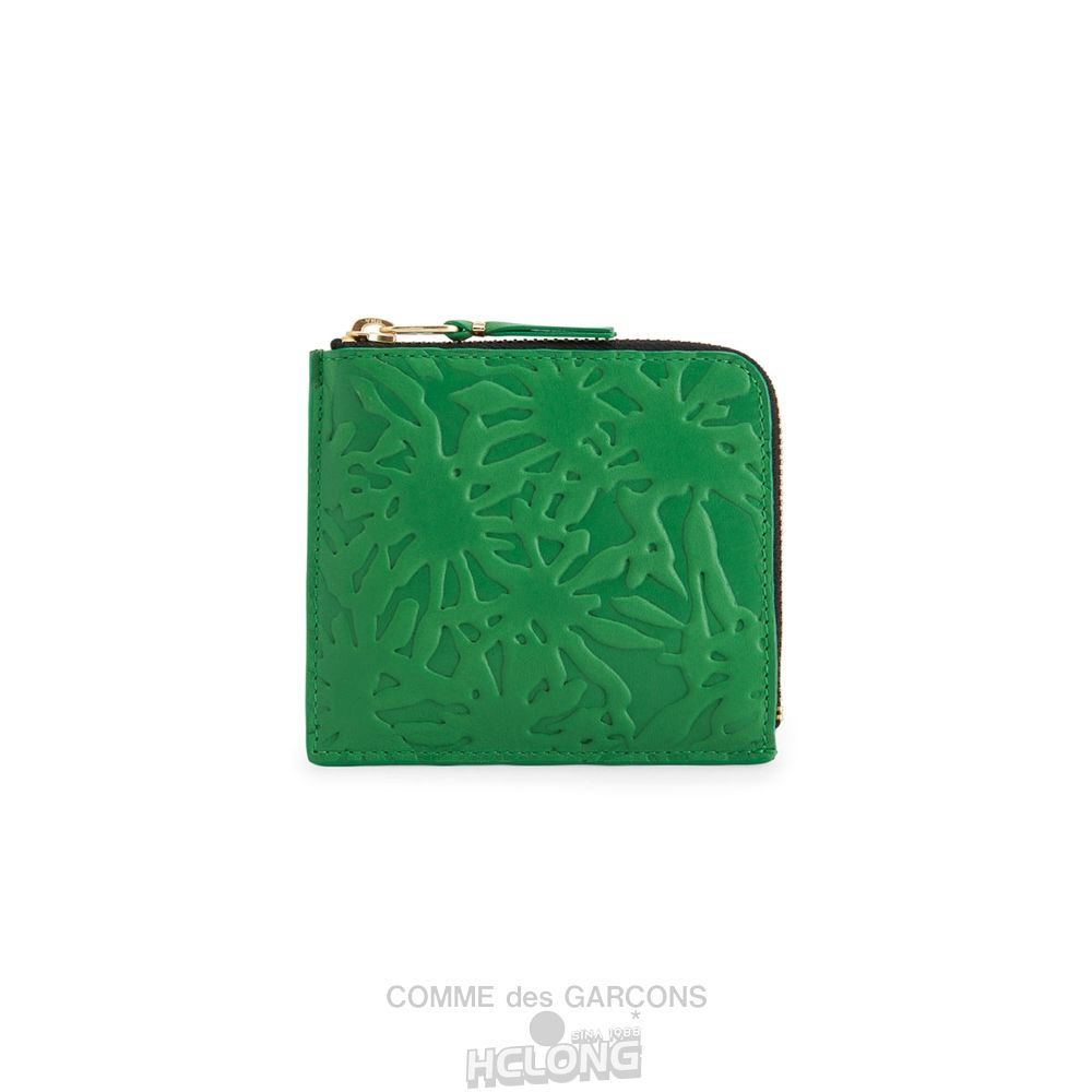 Comme Des Garcons CDG Wallet - Embossed Forest Zip Around Wallet - SA3100EF Embossed Roots & Forest Grøn | 10495-FTYR