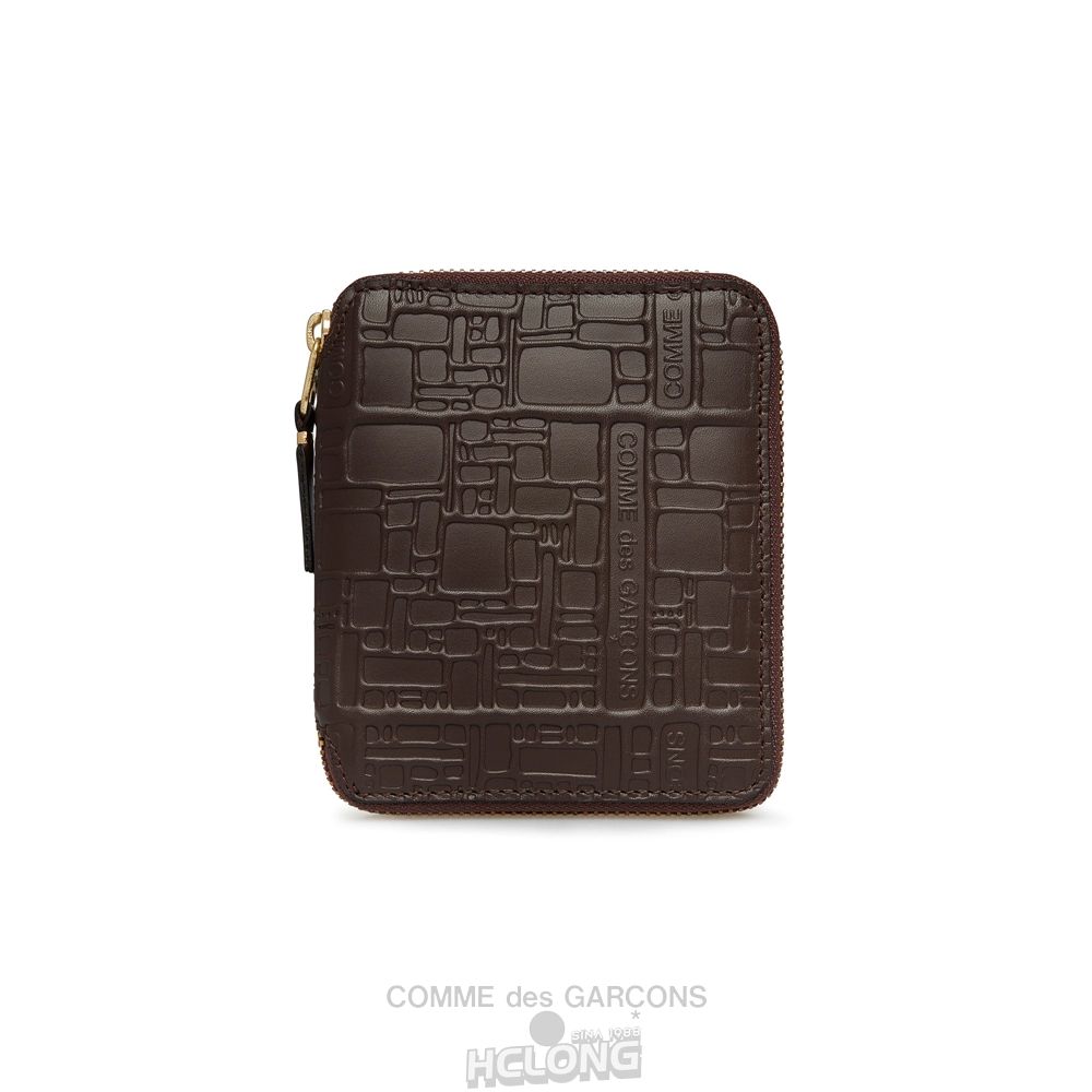 Comme Des Garcons CDG Wallet - Embossed Logo Full Zip Around Wallet - SA2100EL Embossed Logo Brune | 19785-QDRG