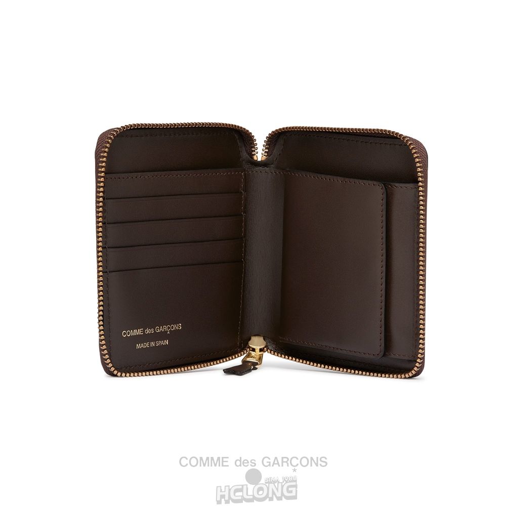 Comme Des Garcons CDG Wallet - Embossed Logo Full Zip Around Wallet - SA2100EL Embossed Logo Brune | 19785-QDRG