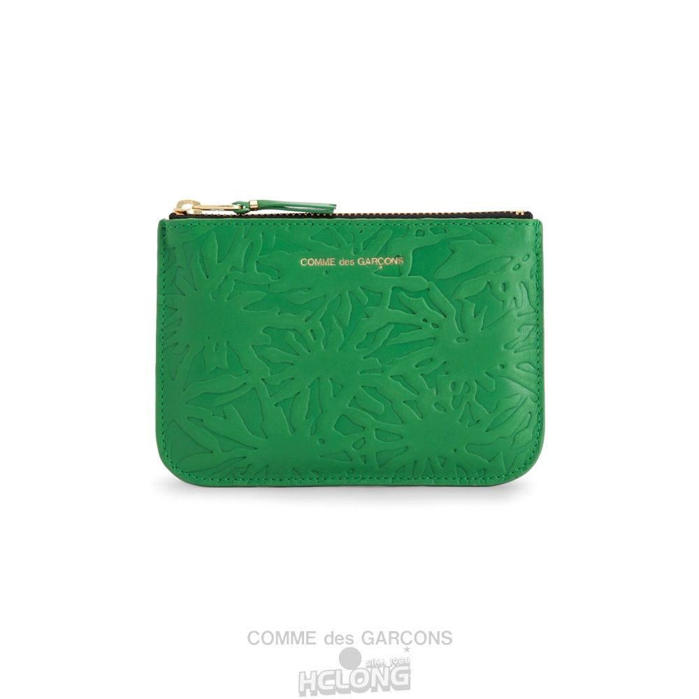 Comme Des Garcons CDG Wallet - Embossed Forest Zip Pouch - SA8100EF Embossed Roots & Forest Grøn | 42309-IALB