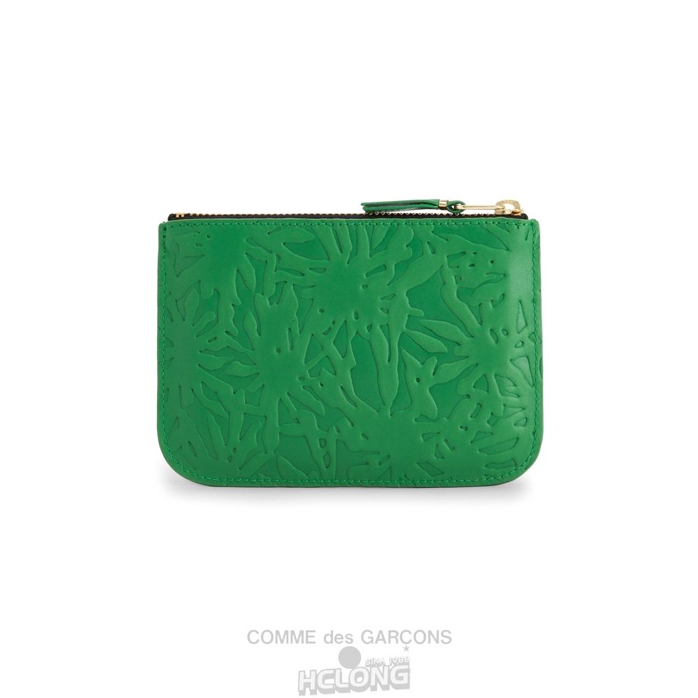 Comme Des Garcons CDG Wallet - Embossed Forest Zip Pouch - SA8100EF Embossed Roots & Forest Grøn | 42309-IALB