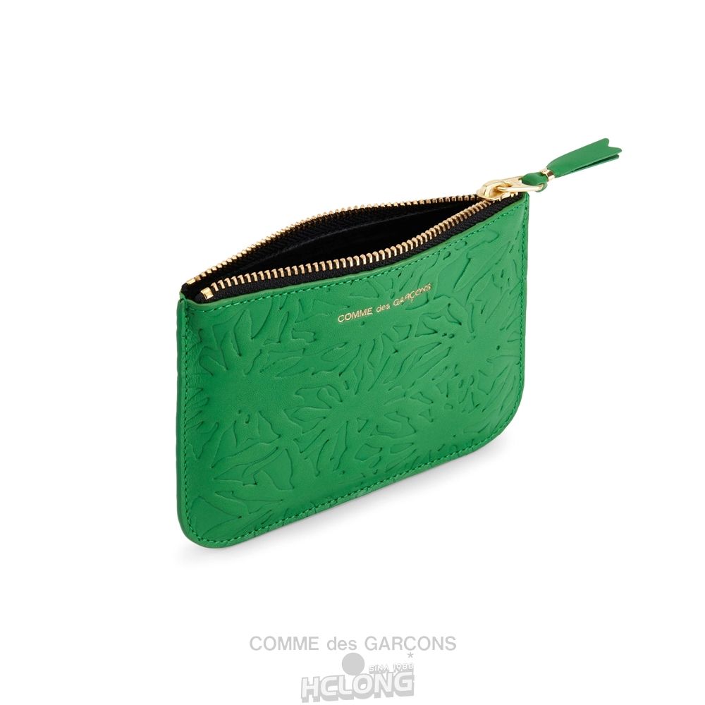 Comme Des Garcons CDG Wallet - Embossed Forest Zip Pouch - SA8100EF Embossed Roots & Forest Grøn | 42309-IALB