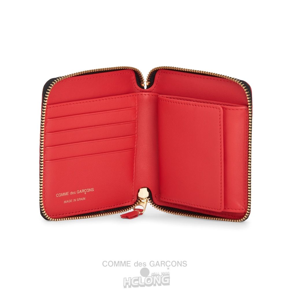 Comme Des Garcons CDG Wallet - Embossed Roots Full Zip Around Wallet - SA2100ER Embossed Roots & Forest Rød | 46237-QVZY