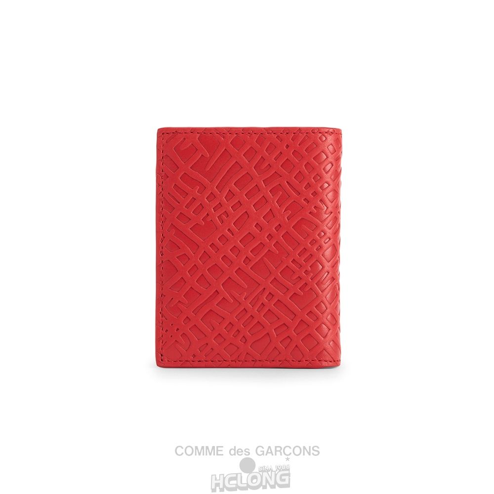 Comme Des Garcons CDG Wallet - Embossed Roots Bifold Wallet - SA0641ER Embossed Roots & Forest Rød | 57462-FESG