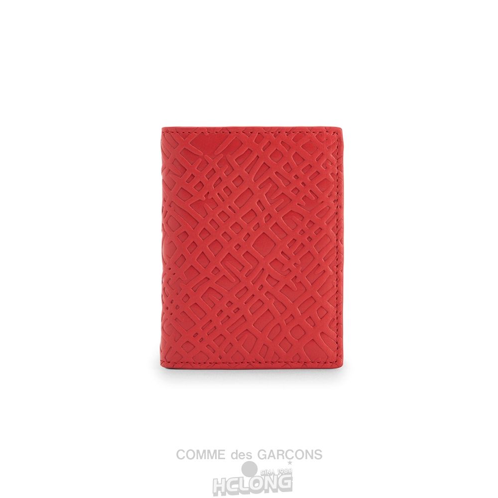 Comme Des Garcons CDG Wallet - Embossed Roots Bifold Wallet - SA0641ER Embossed Roots & Forest Rød | 57462-FESG