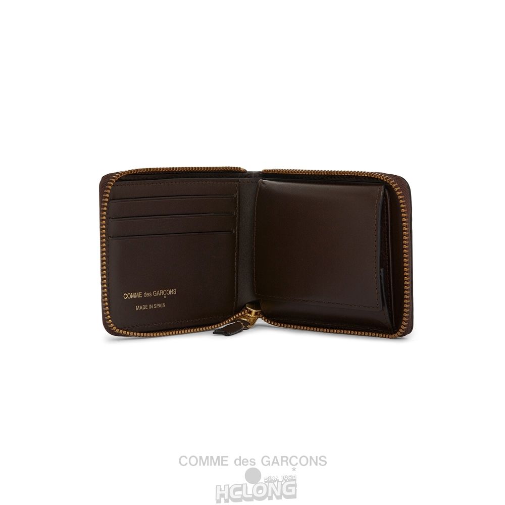 Comme Des Garcons CDG Wallet - Embossed Logo Full Zip Around Wallet - SA7100EL Embossed Logo Brune | 58320-QHBS