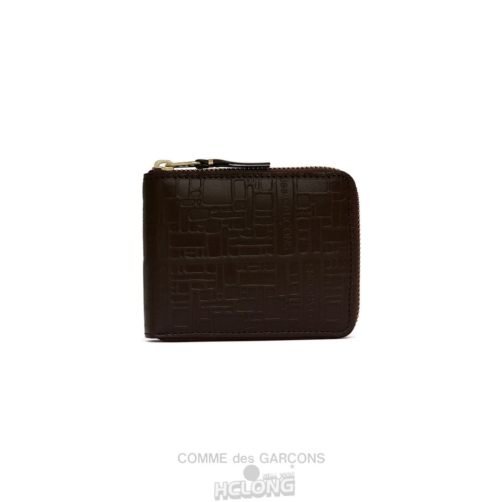 Comme Des Garcons CDG Wallet - Embossed Logo Full Zip Around Wallet - SA7100EL Embossed Logo Brune | 58320-QHBS