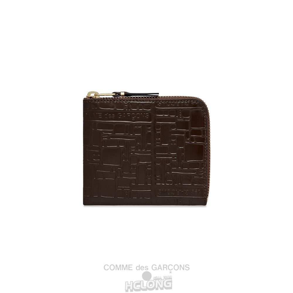 Comme Des Garcons CDG Wallet - Embossed Logo Zip Around Wallet - SA3100EL Embossed Logo Brune | 60738-QNBM