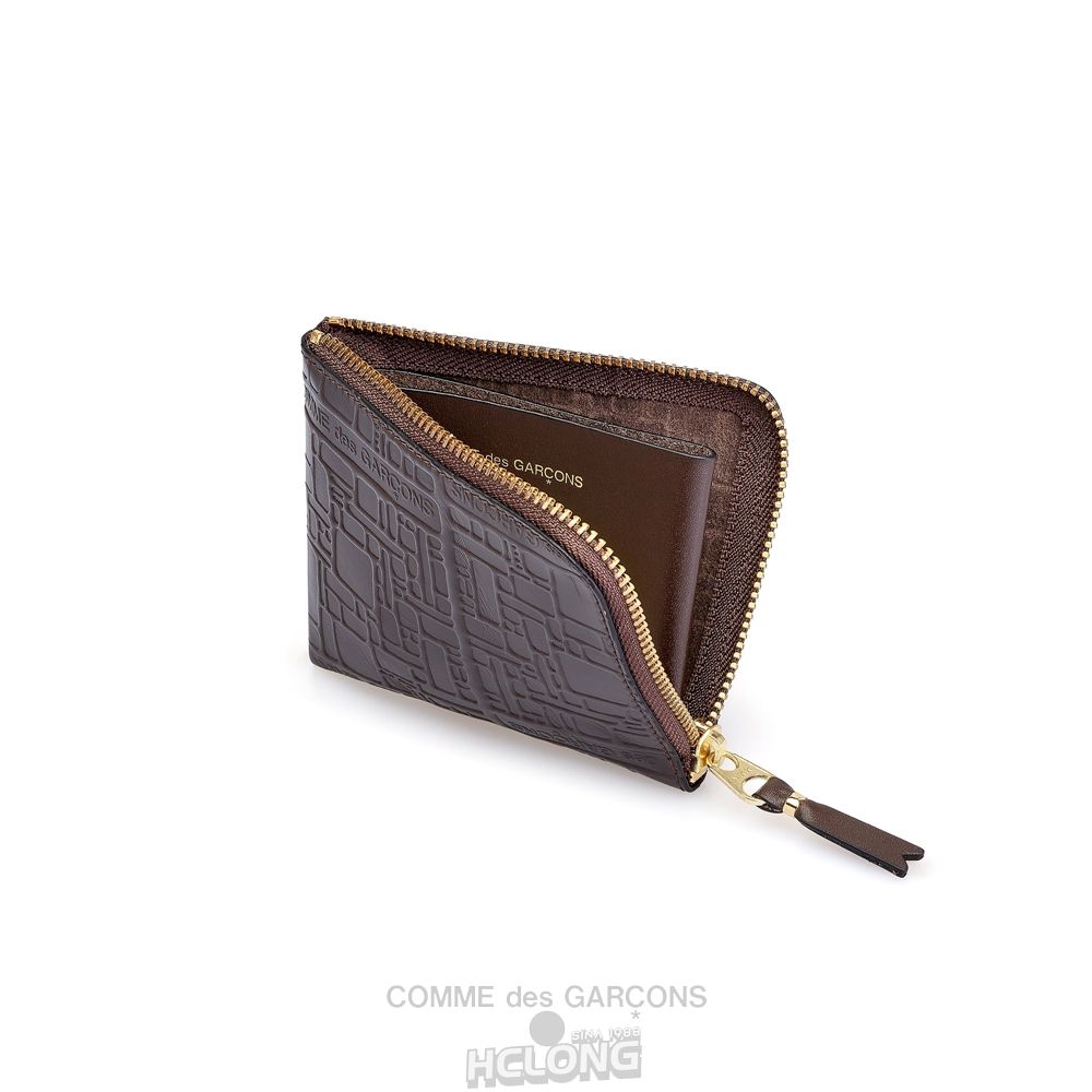 Comme Des Garcons CDG Wallet - Embossed Logo Zip Around Wallet - SA3100EL Embossed Logo Brune | 60738-QNBM