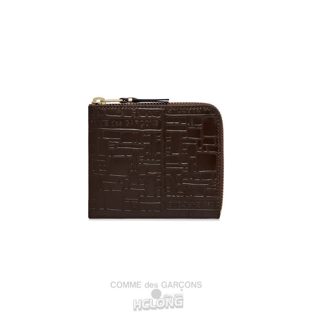 Comme Des Garcons CDG Wallet - Embossed Logo Zip Around Wallet - SA3100EL Embossed Logo Brune | 60738-QNBM