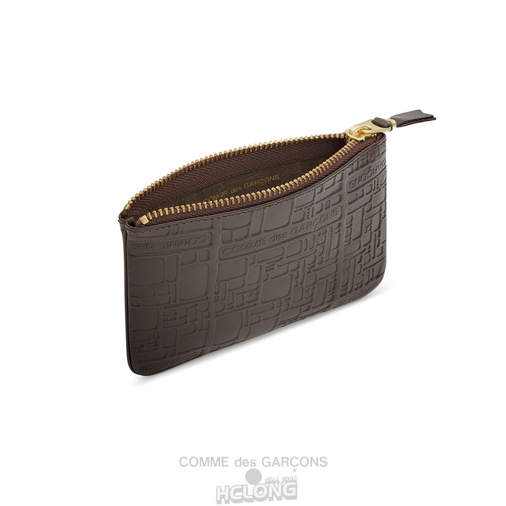 Comme Des Garcons CDG Wallet - Embossed Logo Zip Pouch - SA8100EL Embossed Logo Brune | 67082-QLXT