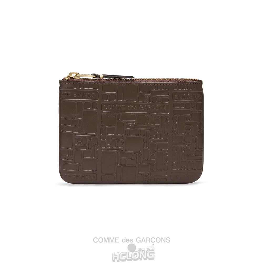 Comme Des Garcons CDG Wallet - Embossed Logo Zip Pouch - SA8100EL Embossed Logo Brune | 67082-QLXT