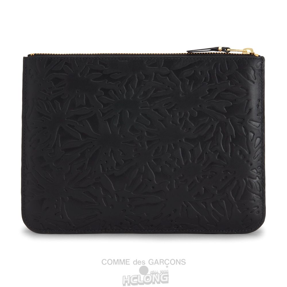 Comme Des Garcons CDG Wallet - Embossed Forest Zip Pouch - SA5100EF Embossed Roots & Forest Sort | 72058-IOKA