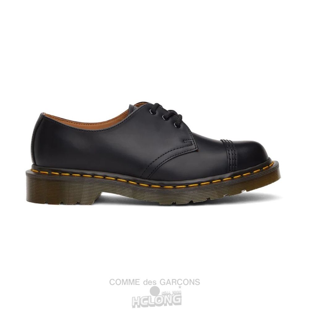 Comme Des Garcons HDTB x Dr Martens 3 Hole with Stitched Cap – DFK102W20 Sko Unisex Sort | 80394-QNMX