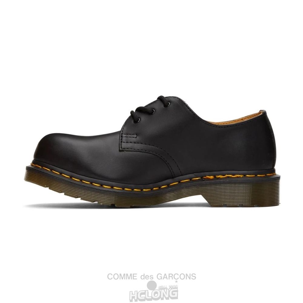 Comme Des Garcons HDTB x Dr Martens Steel Tå 3 hole DEK101 Sko Unisex Sort | 59781-RZSO