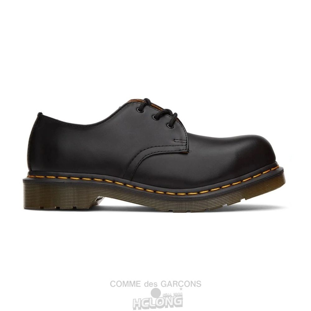 Comme Des Garcons HDTB x Dr Martens Steel Tå 3 hole DEK101 Sko Unisex Sort | 59781-RZSO