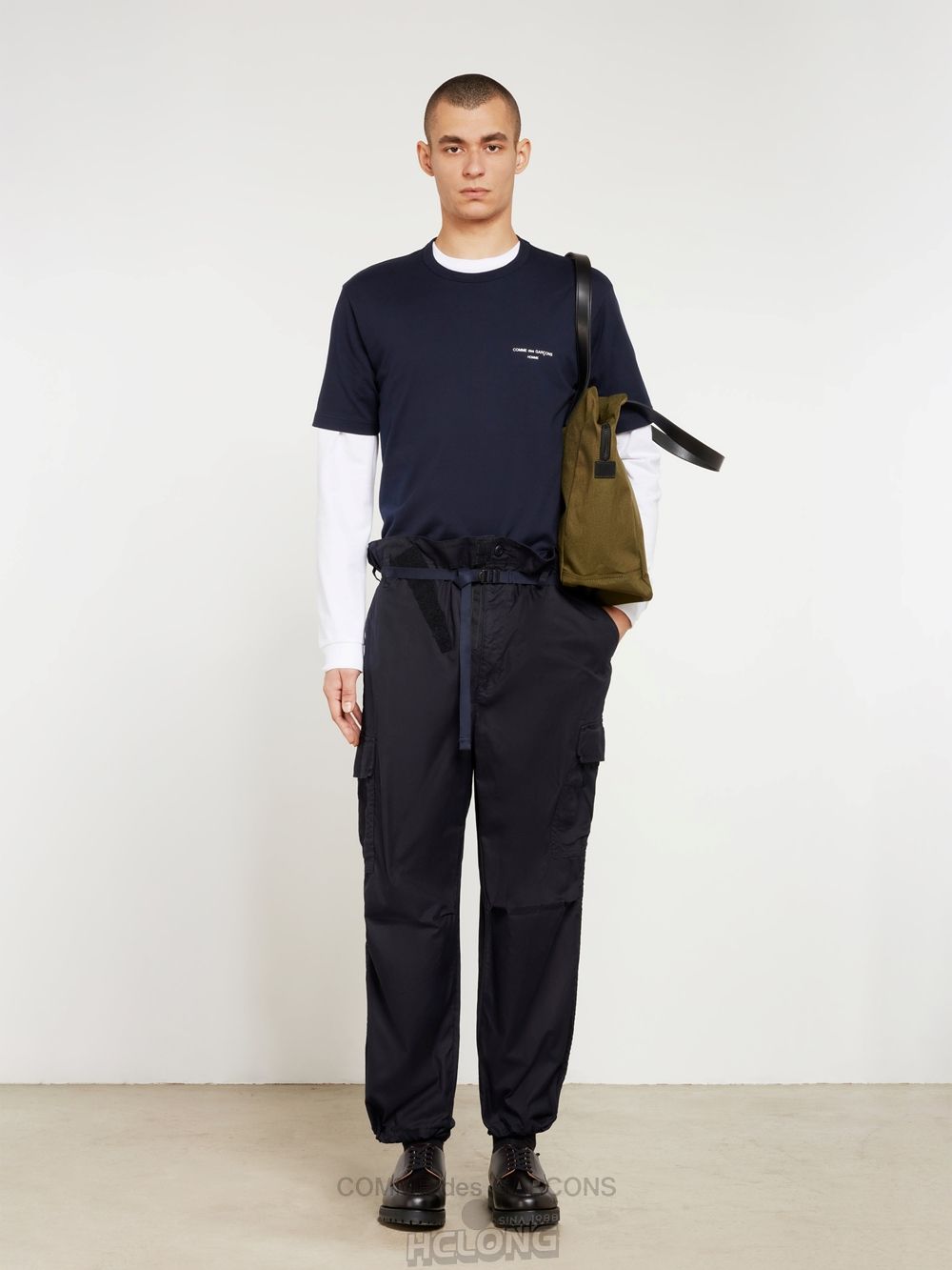 Comme Des Garcons Homme - Bomulds Gabardine Cargo Pants Bukser Herre Mørkeblå | 86025-YCNE