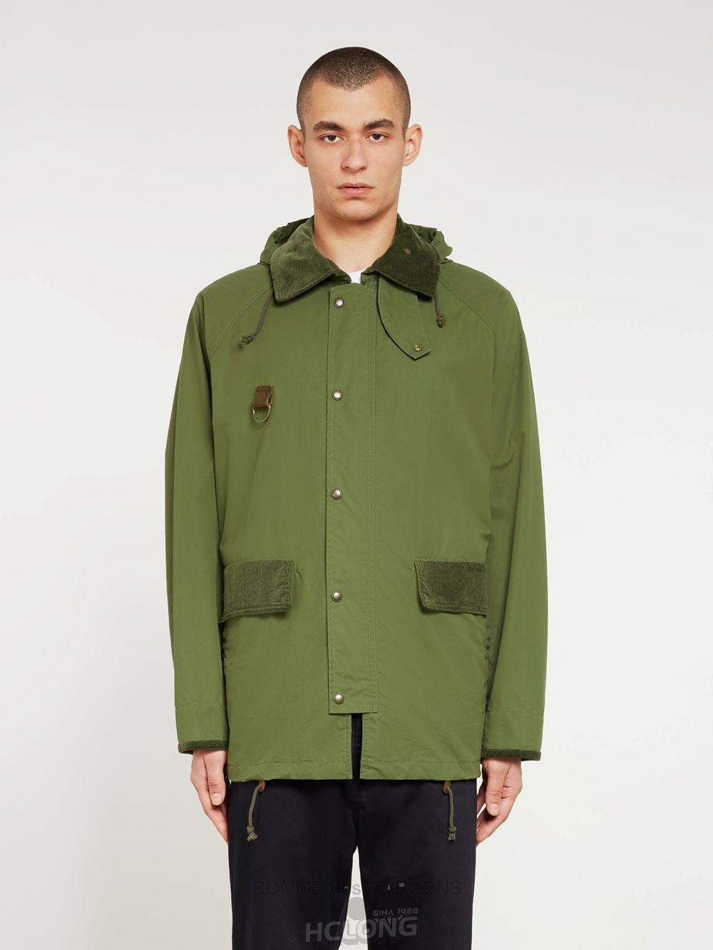 Comme Des Garcons Homme - Bomulds Nylon Parka Overtøj Herre Khaki | 60754-TJQS